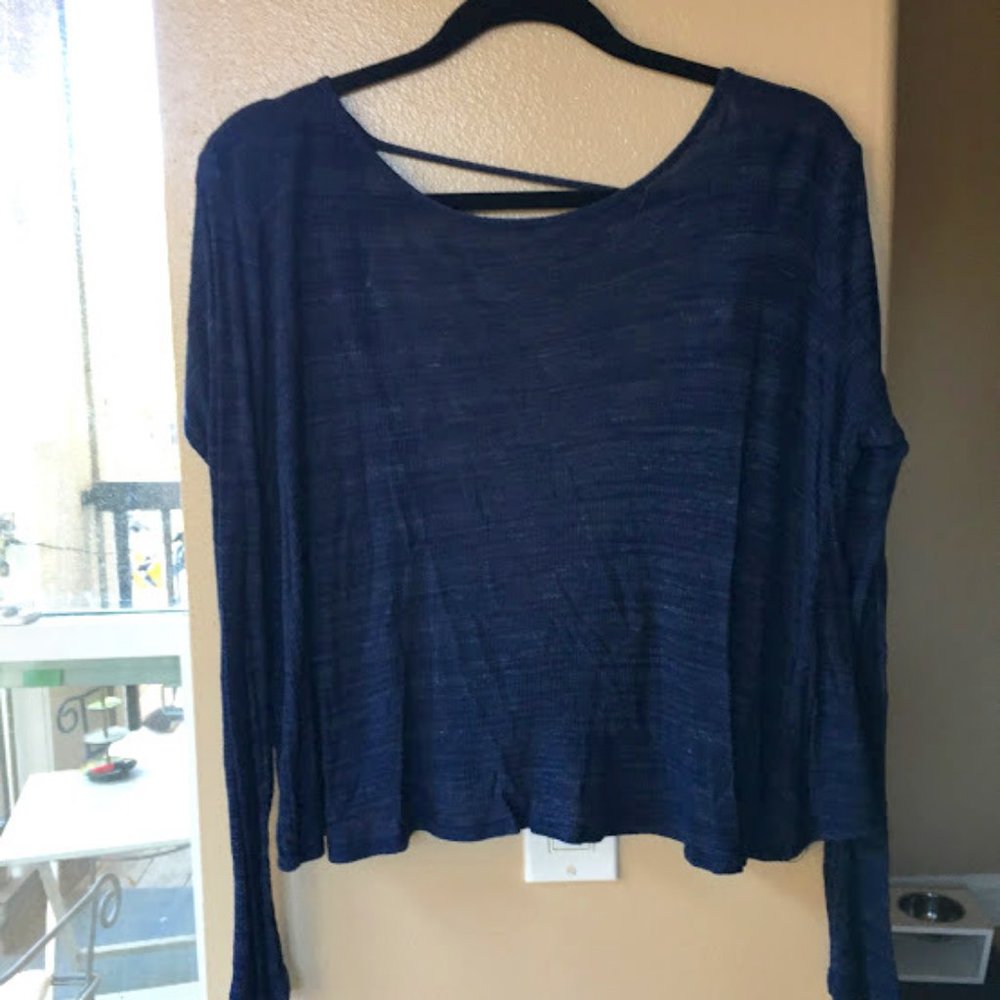 Navy Open Back Long Sleeve